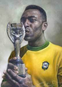 Pele kissing a trophy