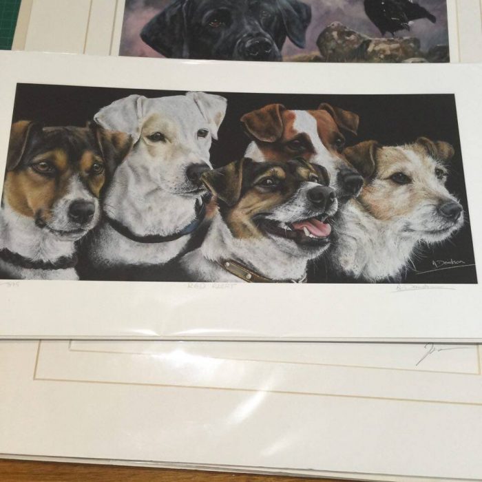 Red Alert (painting of 5 dogs)