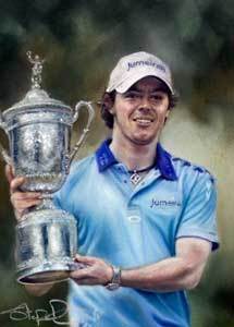 Rory McIlroy 2011 US Open holding trophy print