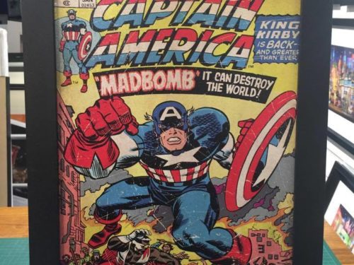 Framed Captain America comic