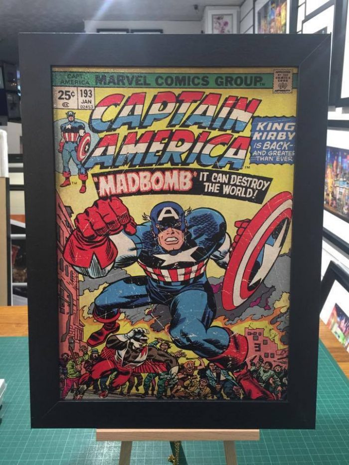 Framed Captain America comic